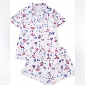 ROLLER RABBIT Pajama Set - White with Multicolor Print